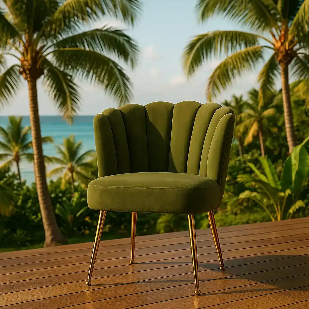 High-Quality Shell-Design Velvet Accent Chair