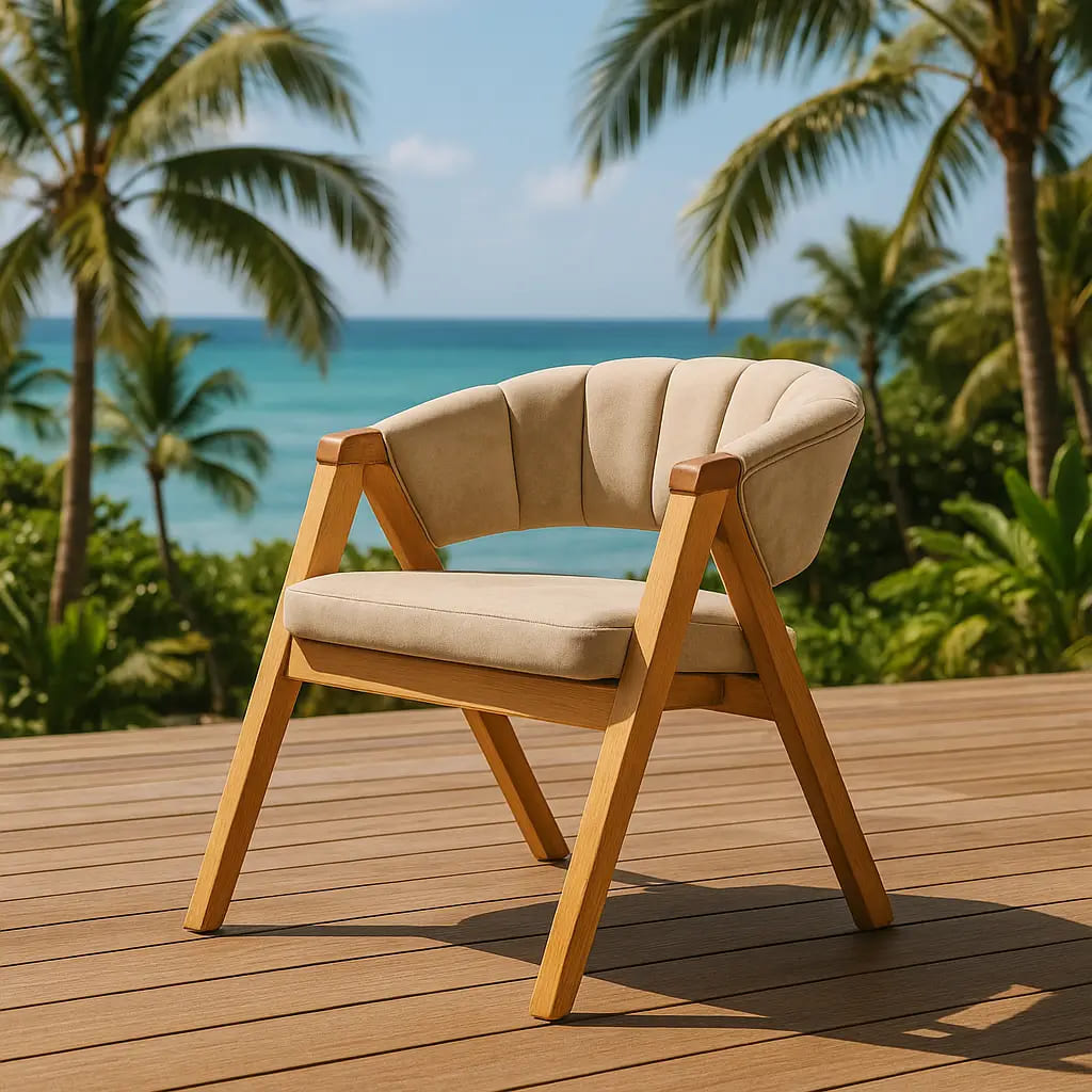 Sculpted Geometric Wood Accent Chair