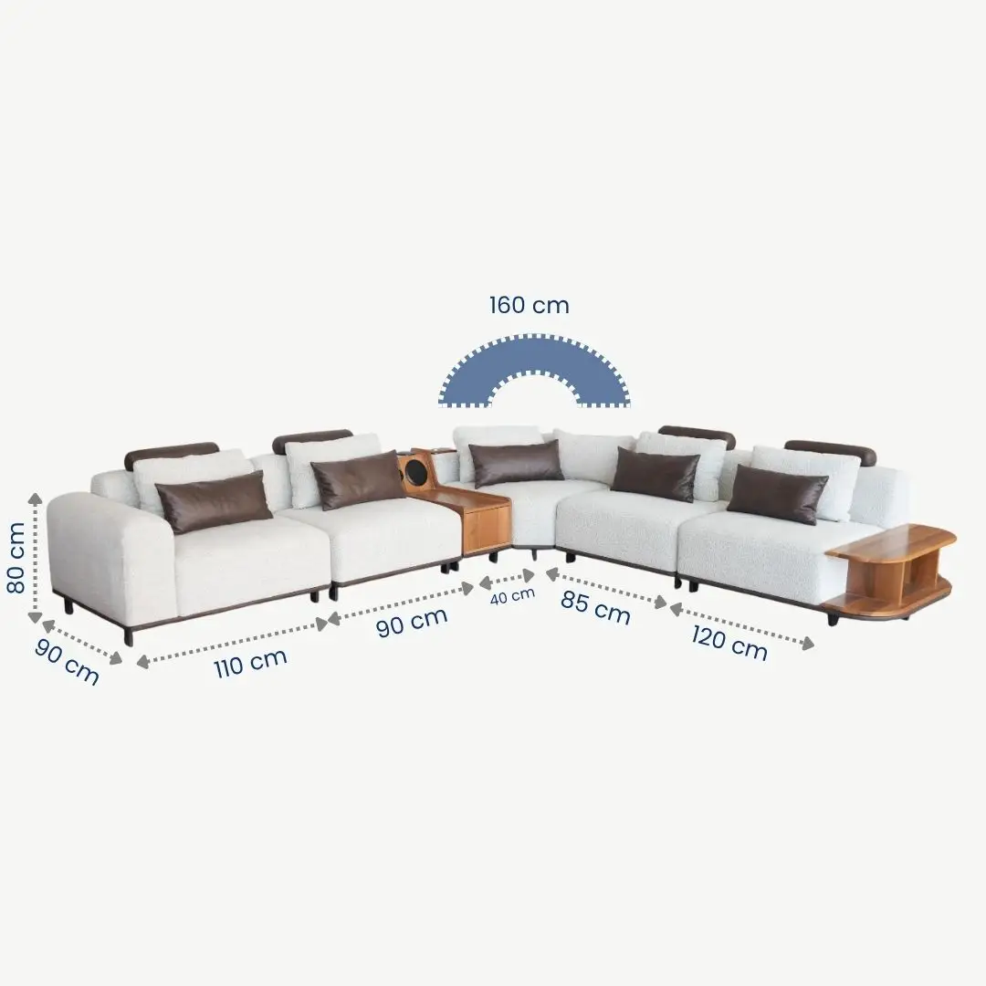 Large and Soft Corner Sofa Set with Integrated Sound System - Image 3