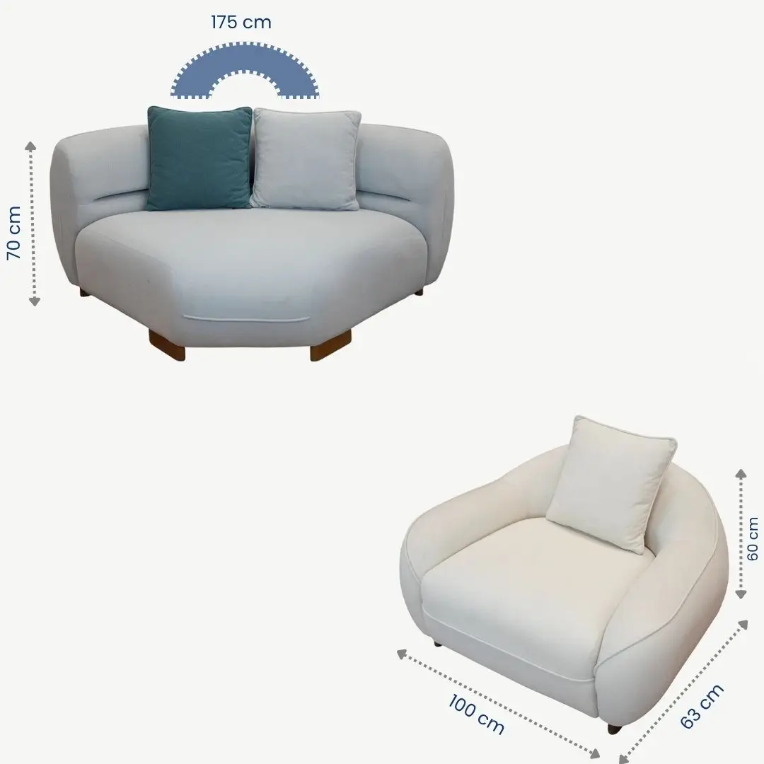 Modern Curved Sofa Set Luxurious Beechwood – 4 Pieces - Image 3