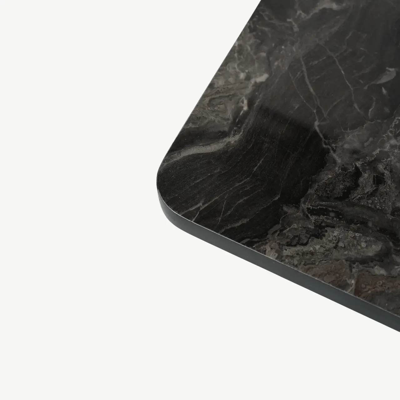 Set of 2 Square Marble-Effect Nesting Tables with Tapered Pedestal Bases - Image 3