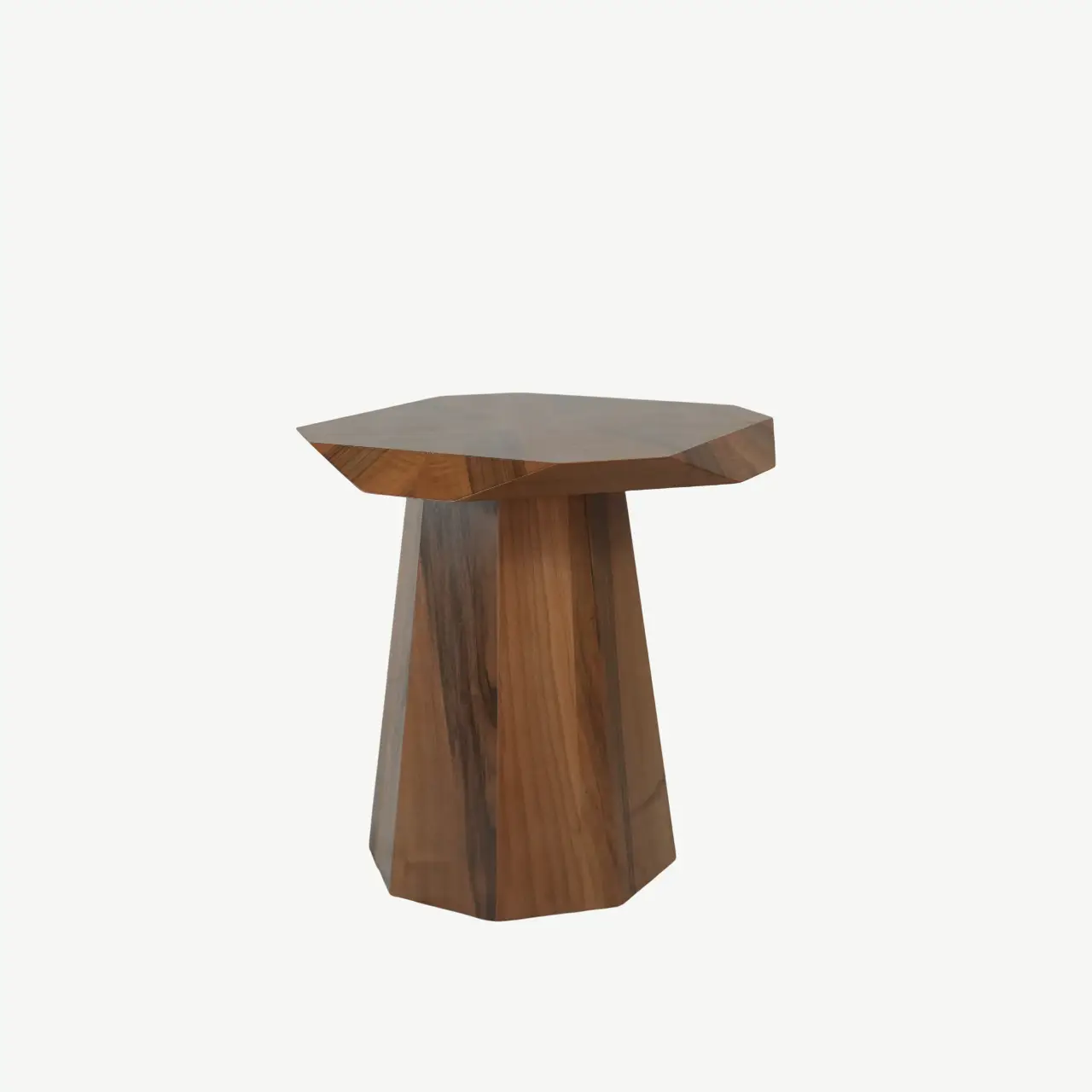 Geometric Yucca Wood Table Set with Ribbed Column Bases - Image 8