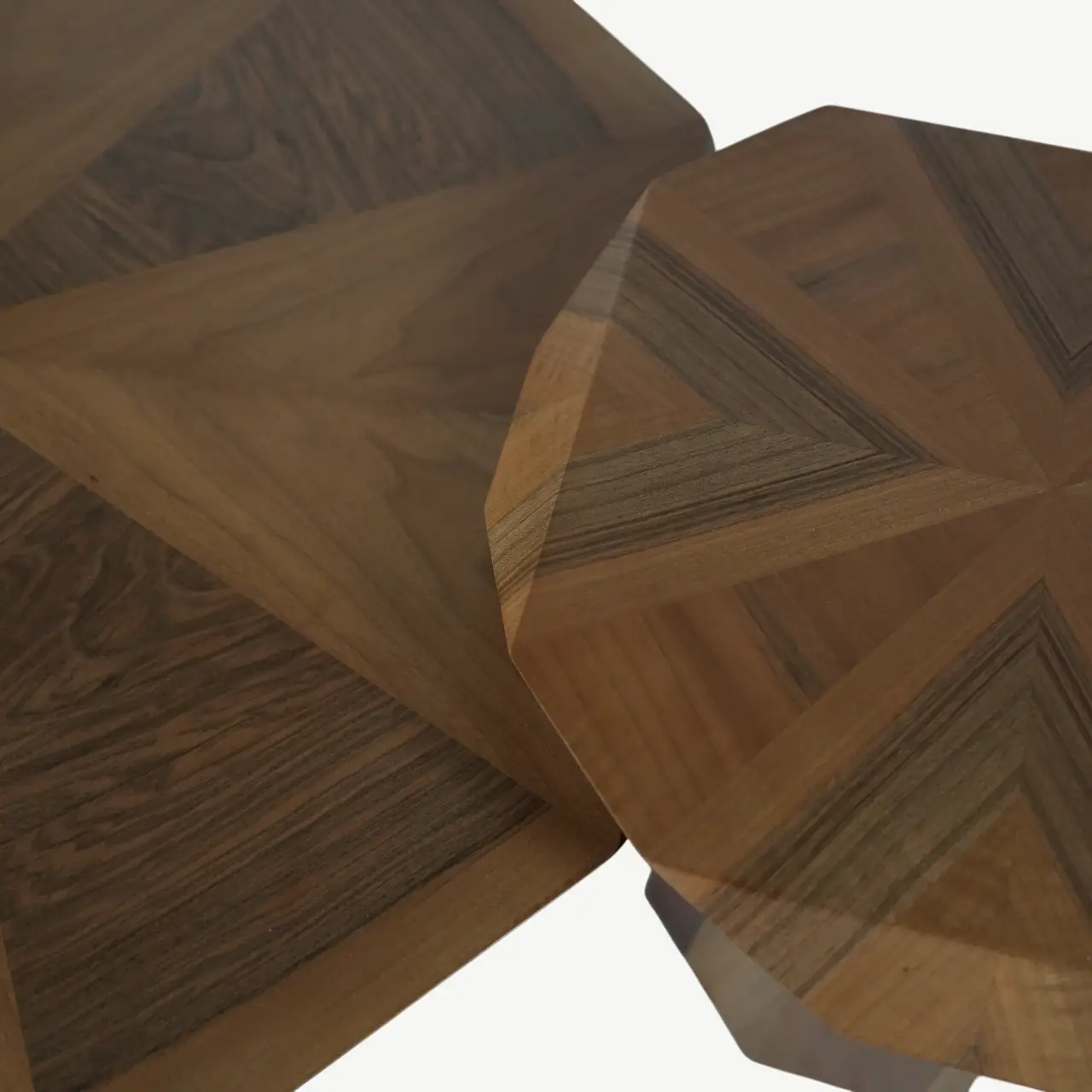 Geometric Yucca Wood Table Set with Ribbed Column Bases - Image 5