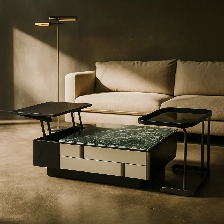 Dual-Tone Minimalist Coffee Table and TV Stand Set