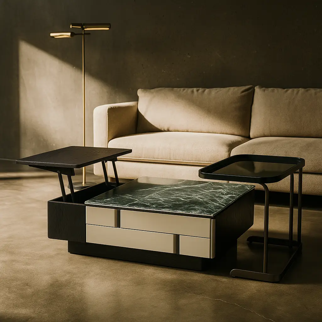 Dual-Tone Minimalist Coffee Table and TV Stand Set