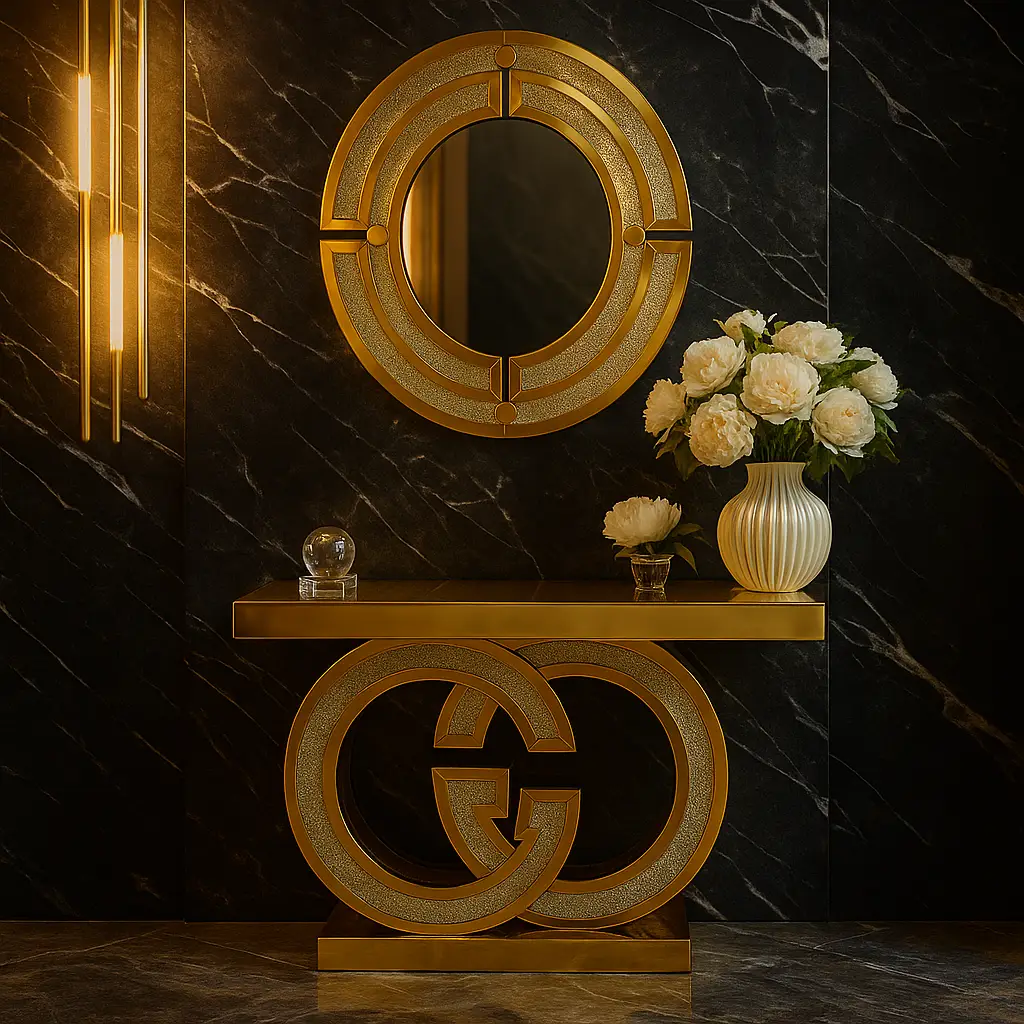 Mirrored Console and Mirror Set