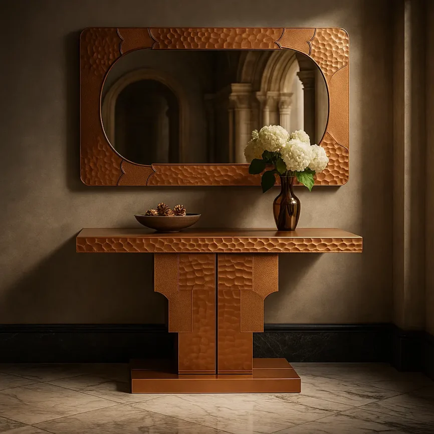 Copper Console and Mirror Set