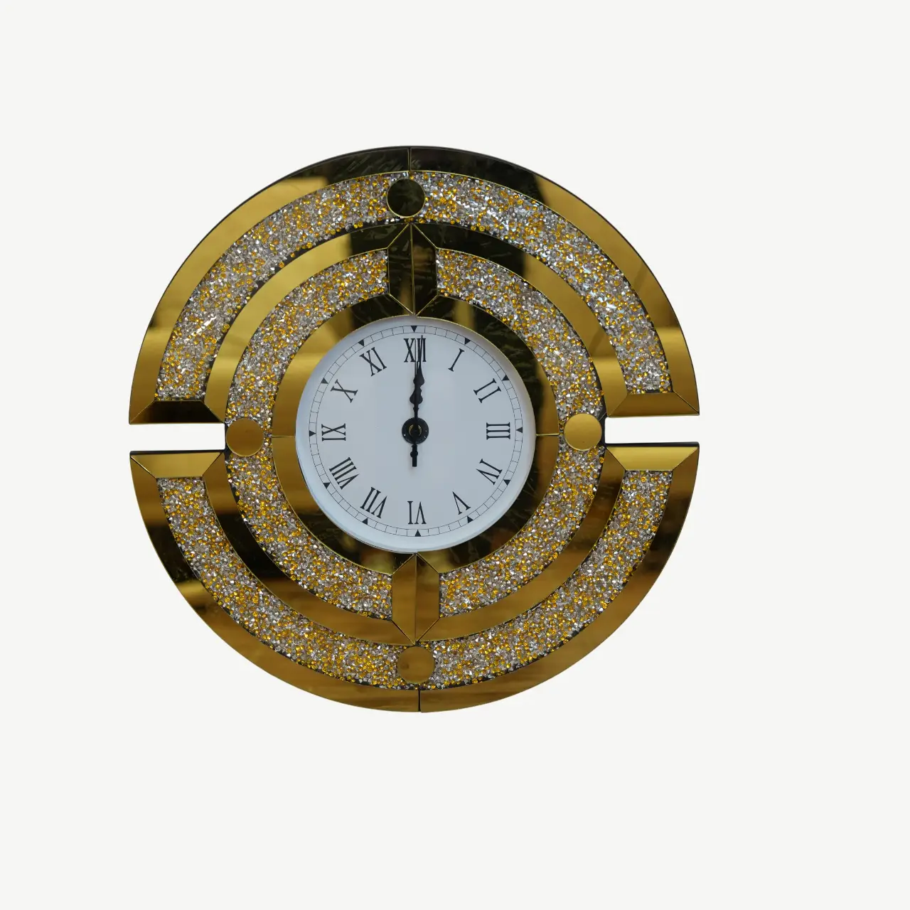 Round Crystal-Decorated Wall Clock